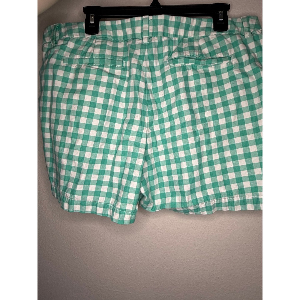 Merona Size 14 Green White Gingham Cotton Shorts Preppy Summer - Picture 4 of 6